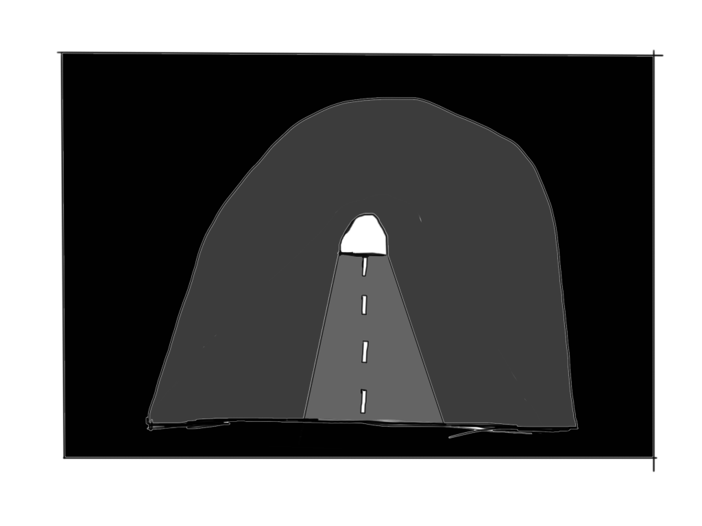 Cartoonish representation of the on of the tunnel. 